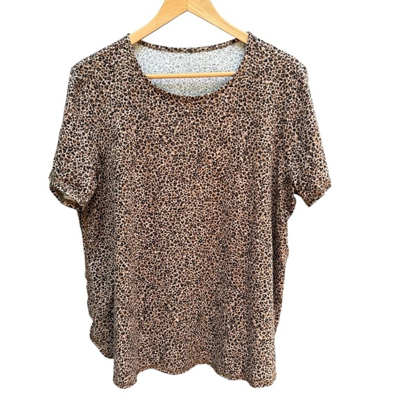 J Jill Women Fit Progress Shirttail Tee XLP Animal Print Leopard Casual Relaxed - Picture 2 of 11